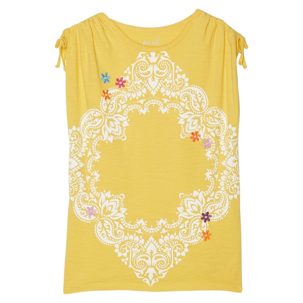 PEEK Girl's Smiley Face Embroidered Top Yellow 4-5